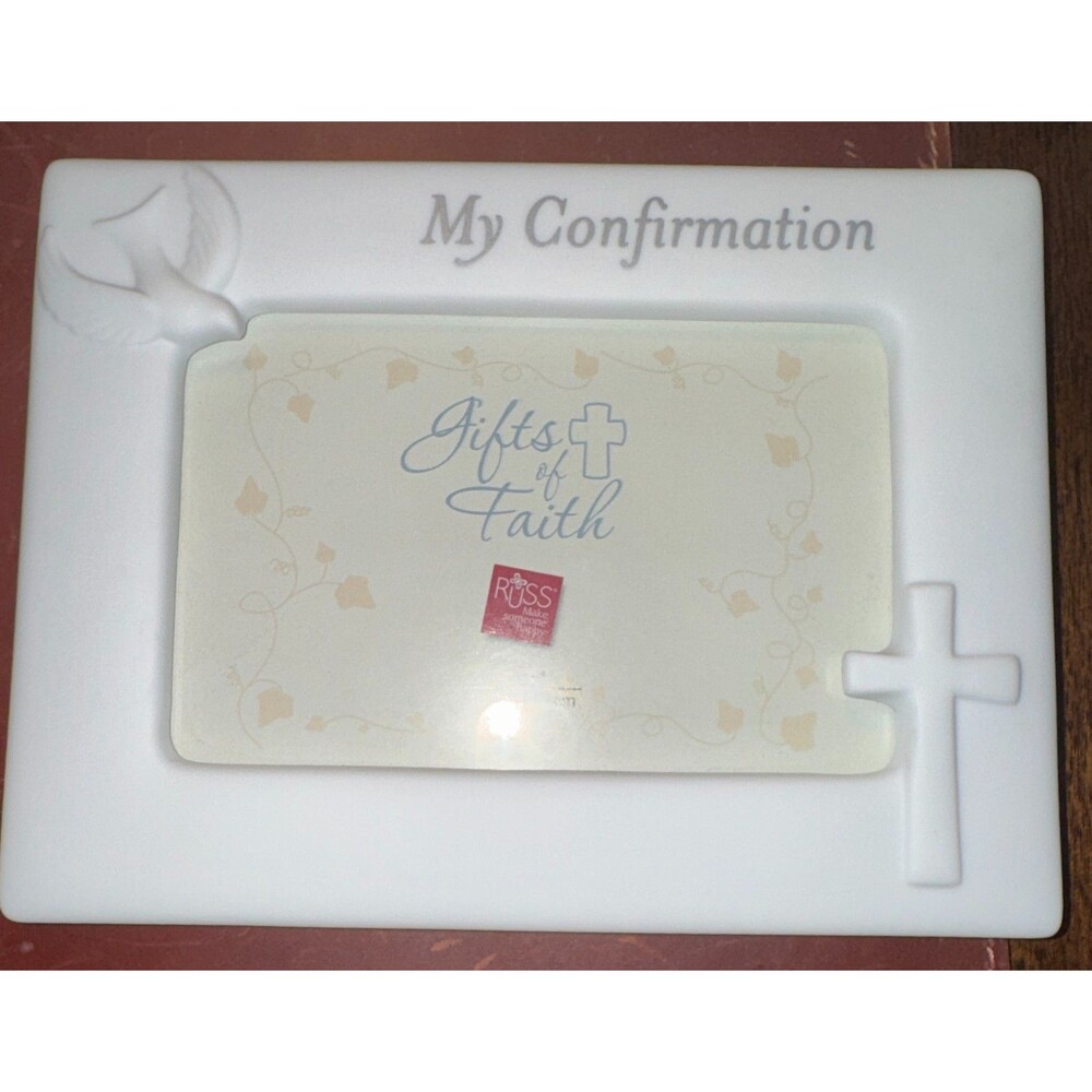 NWT RUSS Gifts of Faith Porcelain Bisque 4x6 Desk/Table Frame "My Confirmation"